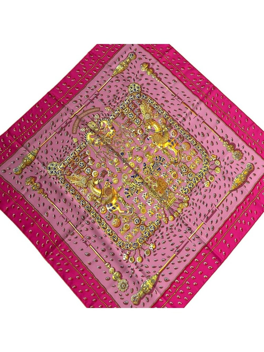 Hermes Scarf Carre 90 Pink Gold Tresor Retrouves Hidden Treasure